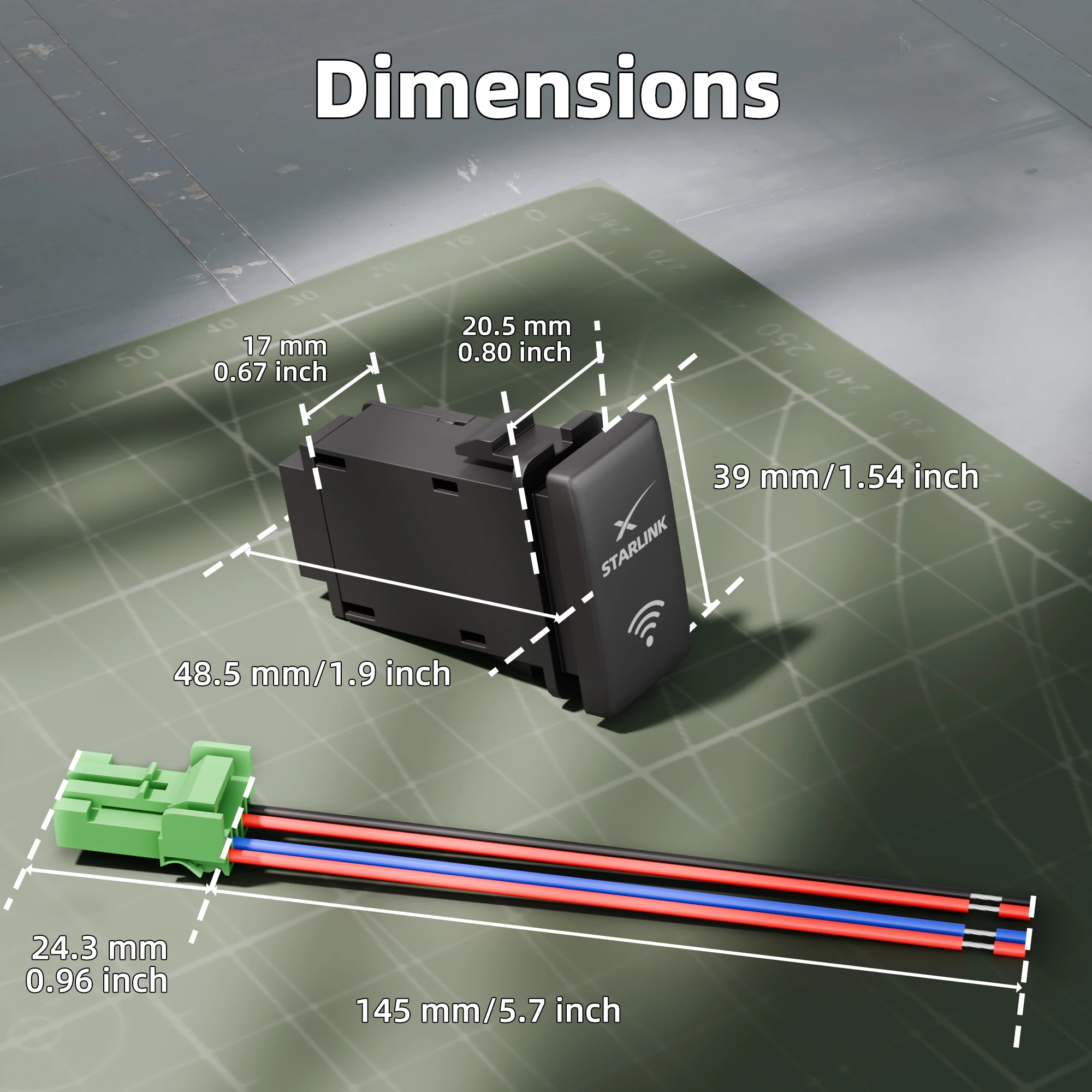 39X21MM Push Button Switch for Starlink MINI GEN1–3 Satellite 12V On/Off Switch with LED Indicator & Jumper Wires for Toyota