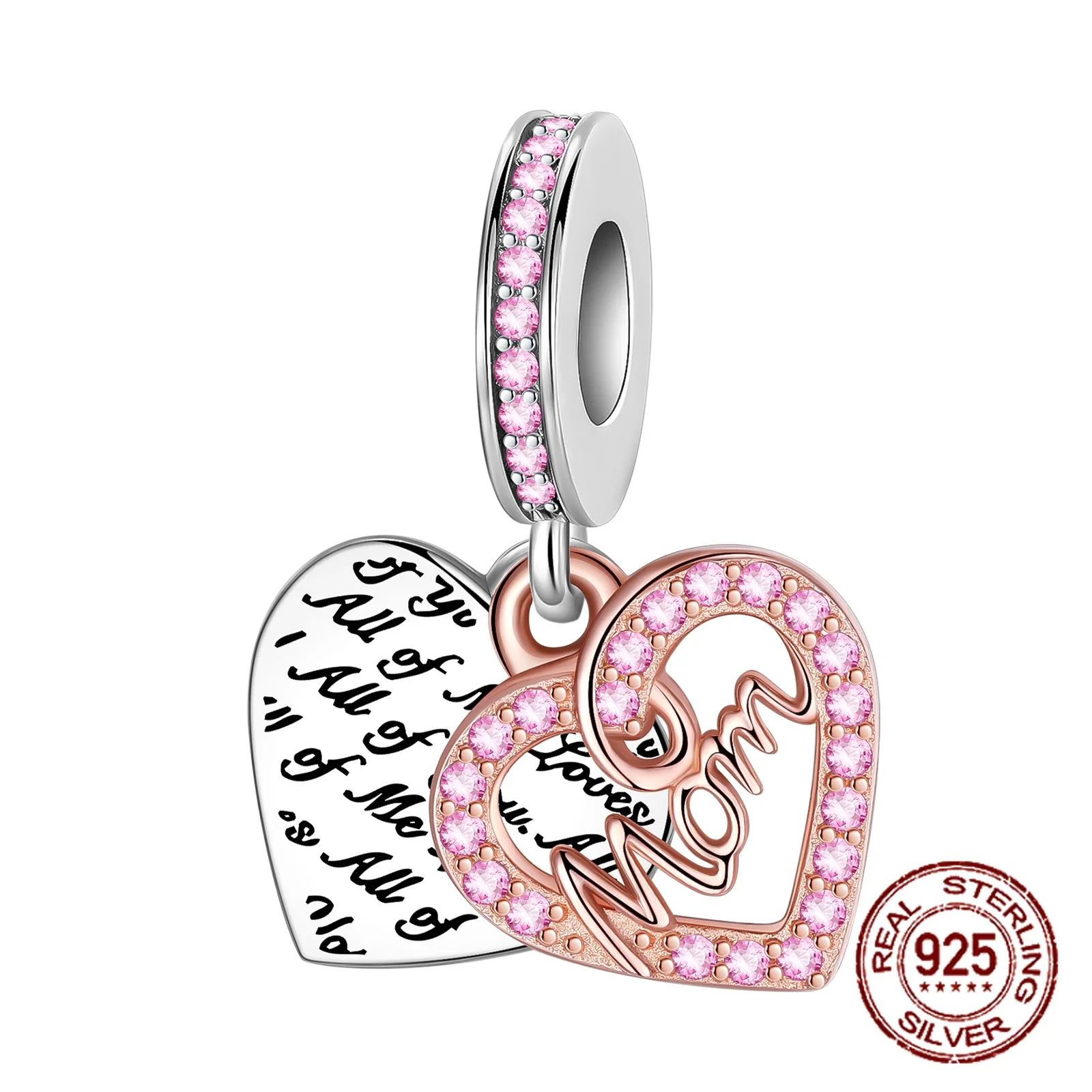 925 Sterling Silver a forma di cuore Warm Family MOM Charm Beads Fit Pandora bracciali originali Fine regali di gioielli per la festa della mamma fai da te