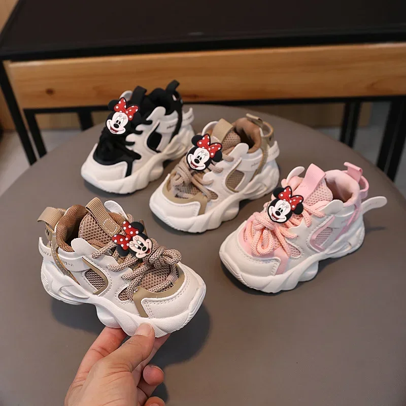 Baskets de sport en maille pour enfants, chaussures décontractées pour bébé, chaussures de planche pour bébé, fille et garçon, Disney TureMouse Stitch, printemps et automne