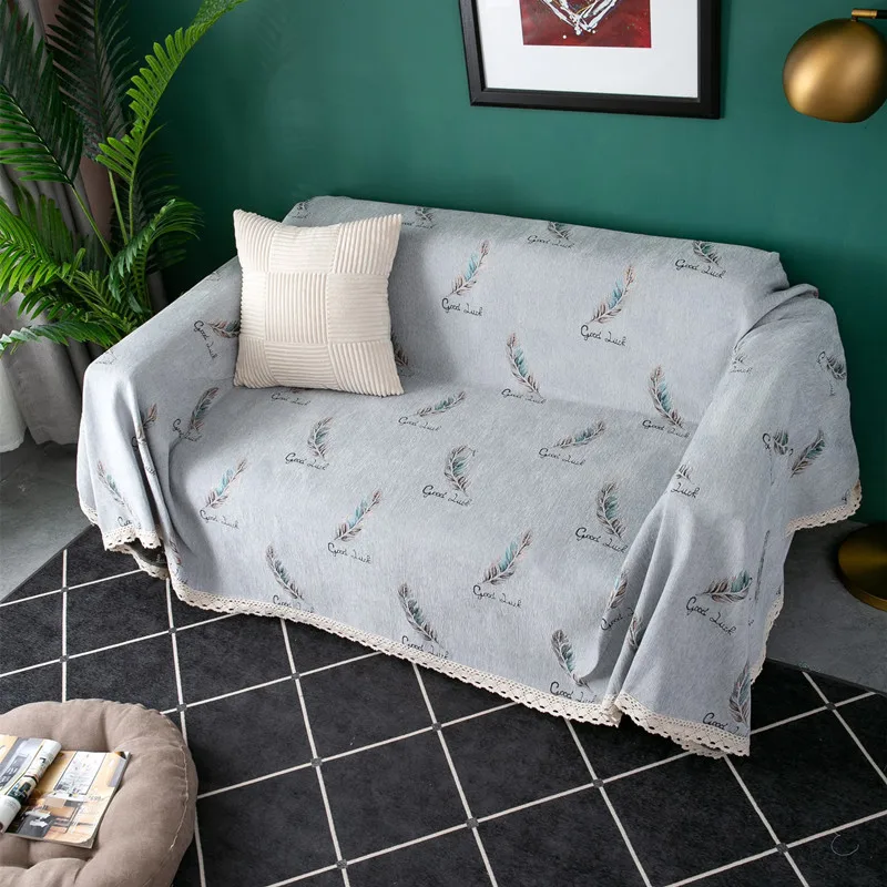 Fully Covered Sofa Towel with Feather Anti Slip Elastic and Multifunctional Sofa Cushion for All Seasons Home Textiles