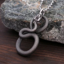 Fashion Vintage Stainless Steel Snake Pendant for Men Women Gothic Animal Necklace Motorcycle Amulet Jewelry Gifts Dropshipping