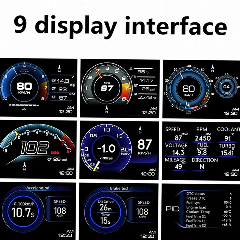سيارة رئيس يصل العرض obdii + نظام تحديد المواقع الذكية مقياس عالية الوضوح عداد السرعة أداة تشخيص السيارة obd خطأ رمز القضاء أداة