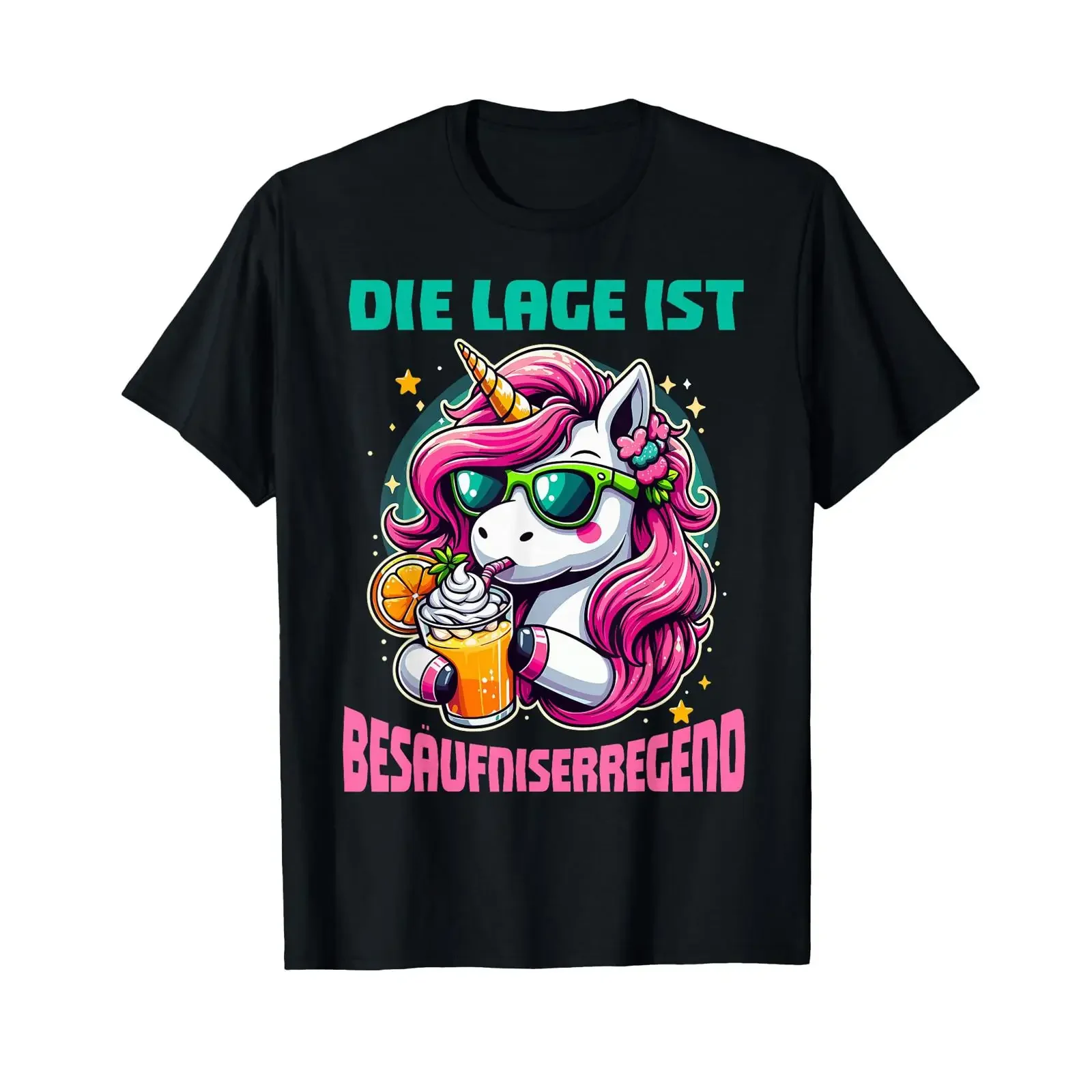 The situation is inducing drunkenness Party humor Unicorn drinker T shirt vintage Washed homme fashion Casual Unisex graphic