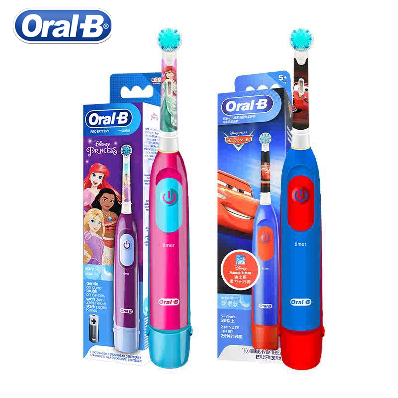 Oral B Kid‘s Electric Toothbrush 5510K Rotary Clean Soft Bristle Smart Timer Battery Brush + 4/8 Accessory Brush Head for 3+ Age