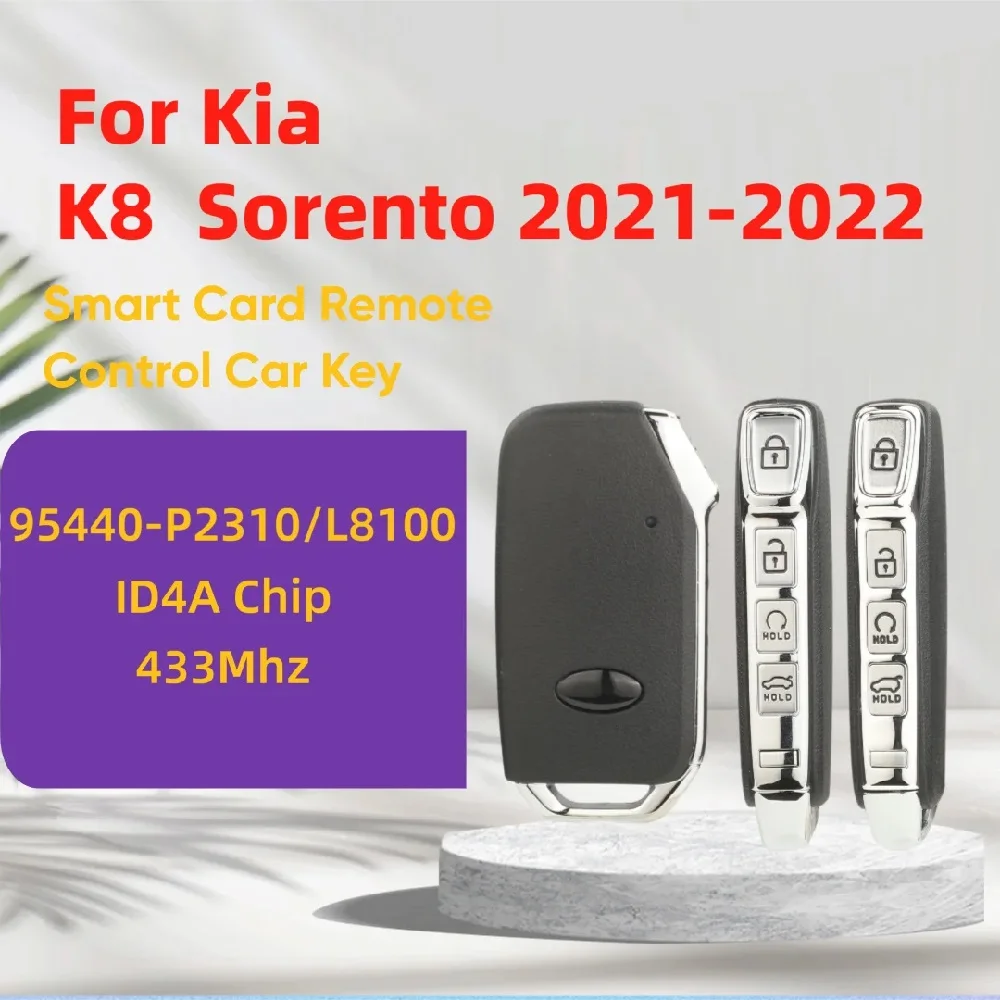 

jingyuqin For Kia K8 Sorento 2021-2022 Smart card Remote control Car Key 4 Buttons 433MHz 95440-L8100/P2310 ID4A Chip