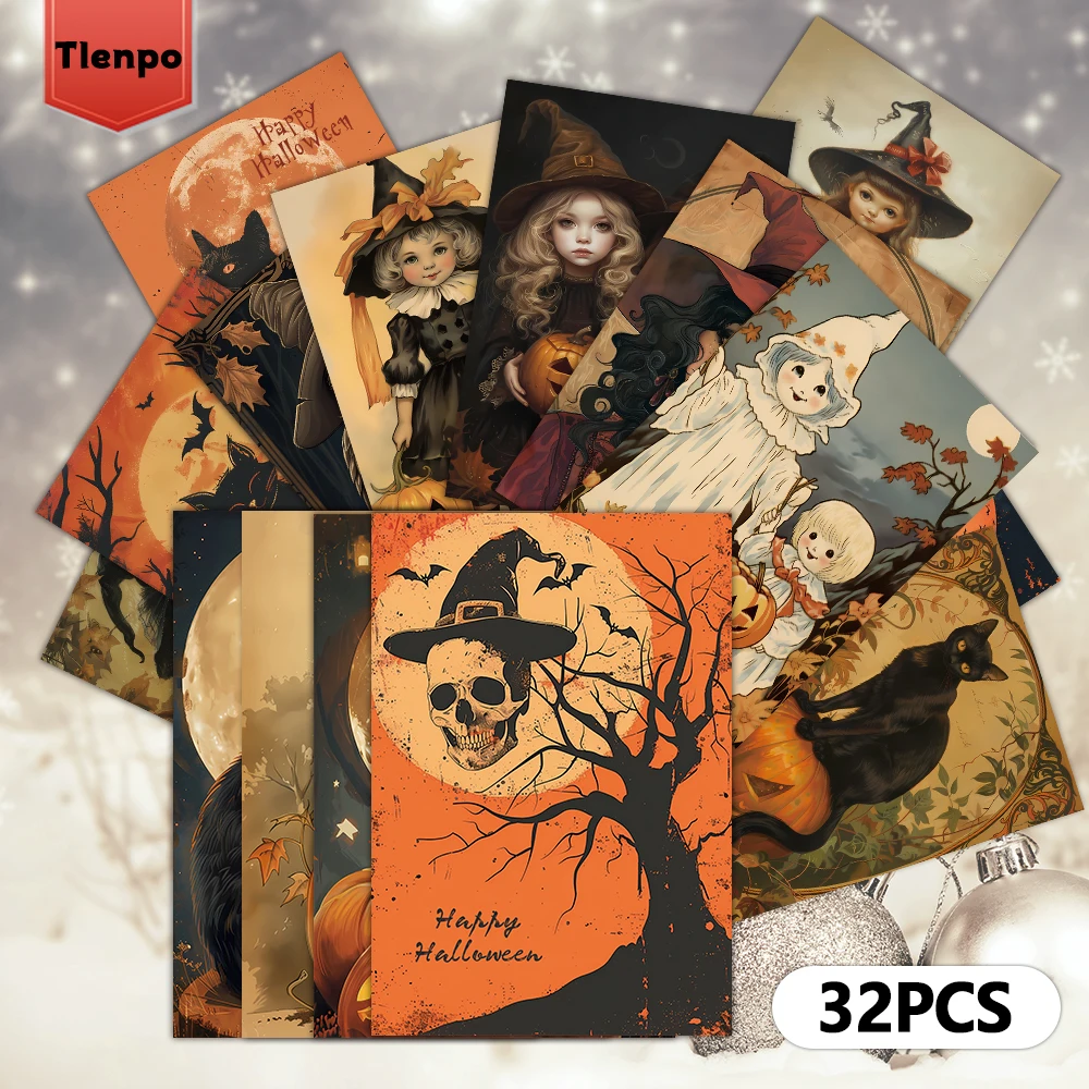 32 Stück Halloween-Postkarten 3,94x5,7 Zoll Weihnachtskarten, Nachrichtenkarten, Vintage-Postkarten, Halloween-Karten – Detail 6