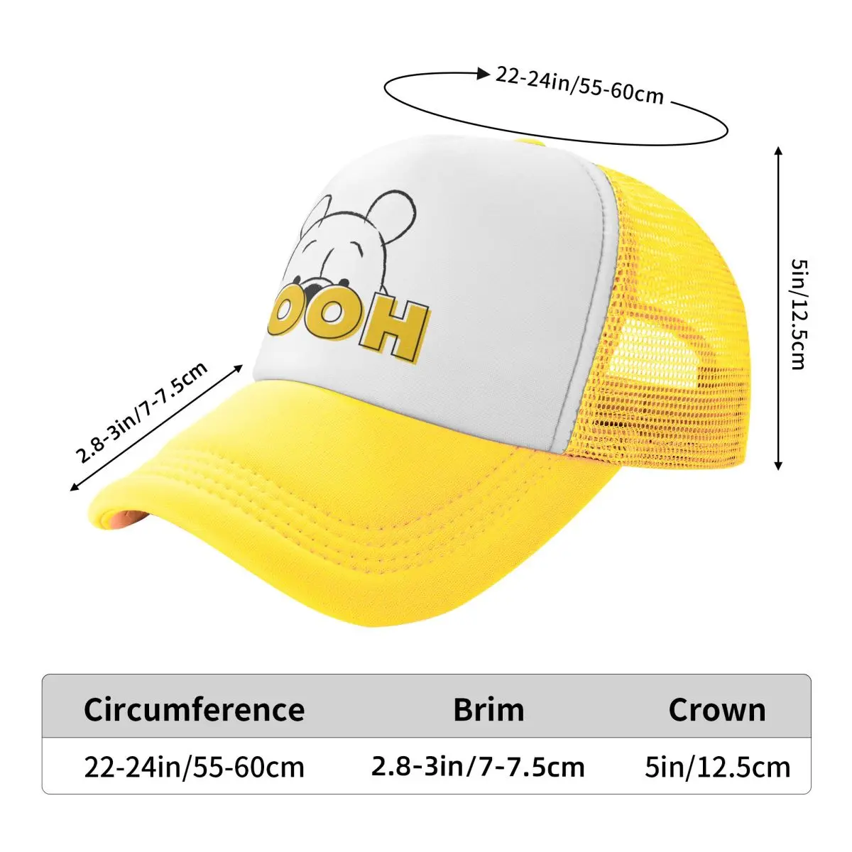 Winnie The Pooh Peek-A-Boo Trucker Hats Men Women Hip-Hop Hat Trucker Worker Cap Racing Cap Polyester Mesh Baseball Caps Summer