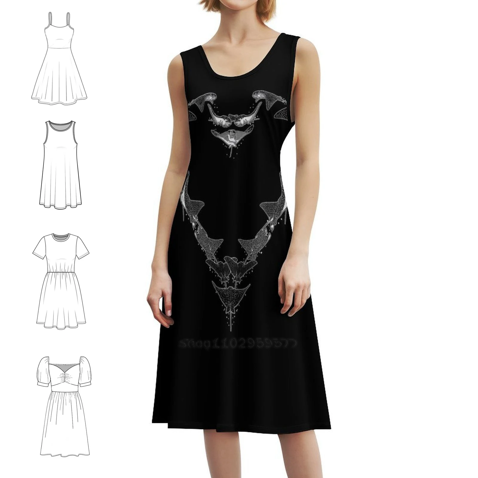 

Eagle Ray Love Bohemian Sleeveless Dress For Women Print Beach Party Dresses Eagle Ray Spotted Eagle Ray Ray Badass Woman