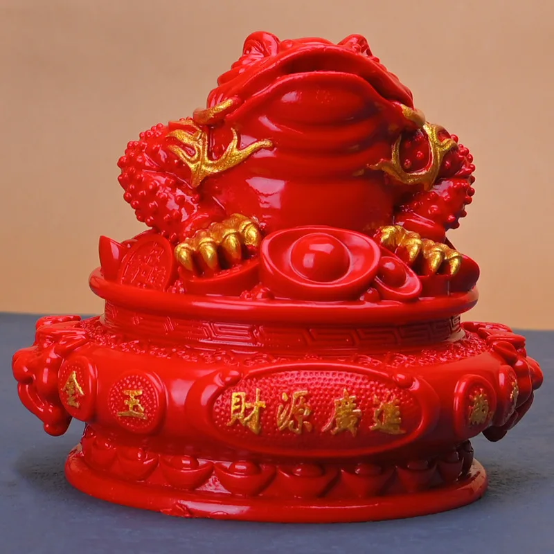 Cinnabar red gold sand golden toad desktop ornament desk living room home study opening moving house gift