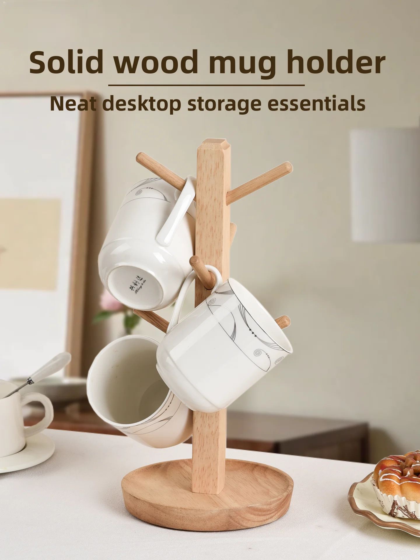 

Wooden Cup Holder Tea Cup Drainage Ra Inverted Desktop High End Home Coffee Cup Mug Ra Creative Trendy Embedded