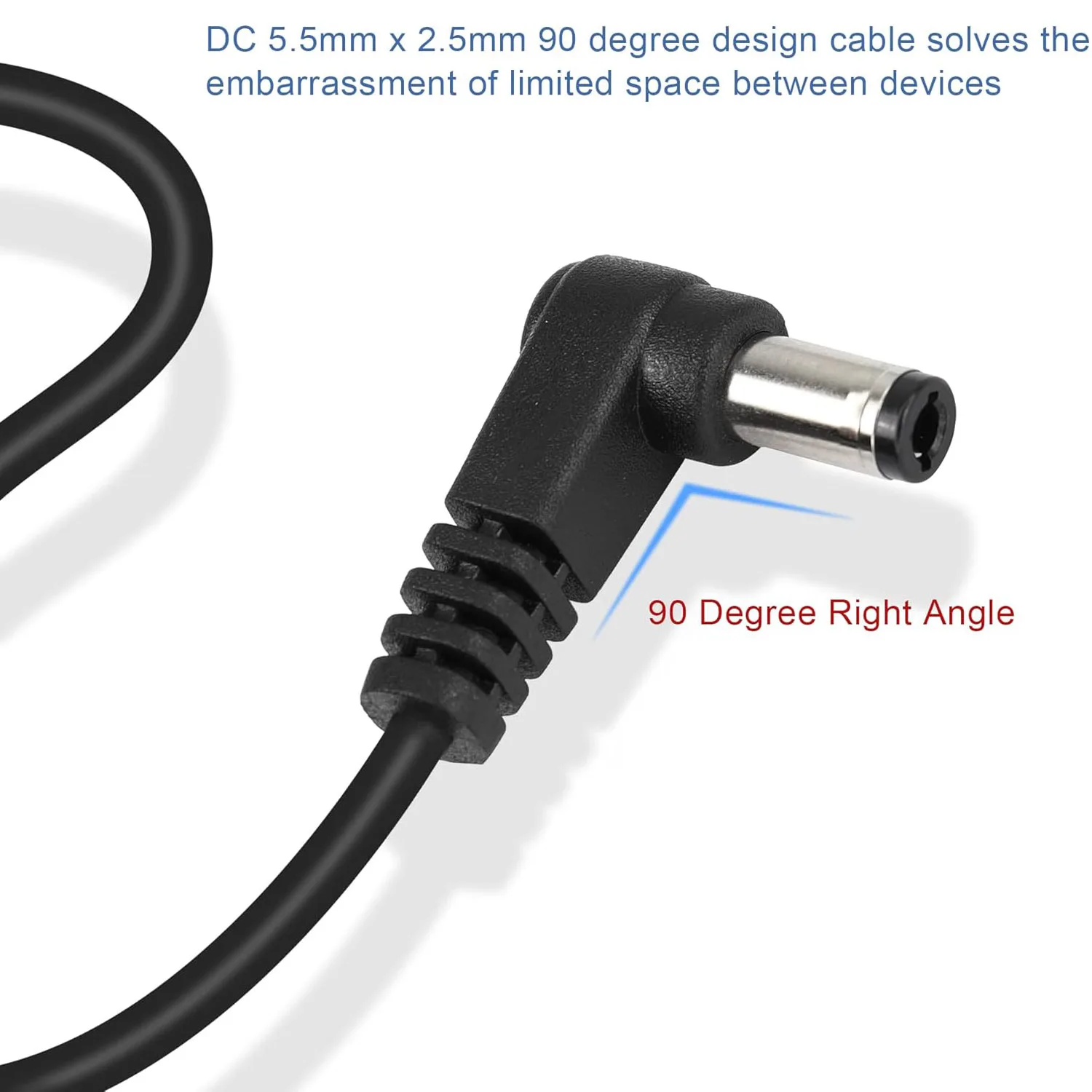 1pc 5.5mm x 2.5mm DC Power Right Angle Male to Female Extension Cable Adapter for IP Camera CCTV Camera LED Strip 3ft 1m 22AWG