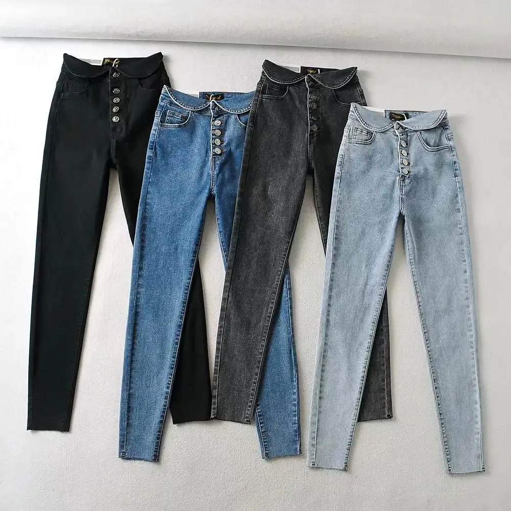 

Эластичные персиковые джинсы с высокой талией, облегающие брюки-карандаш, длинные брюки, осенние новые женские джинсовые брюки премиум-класса