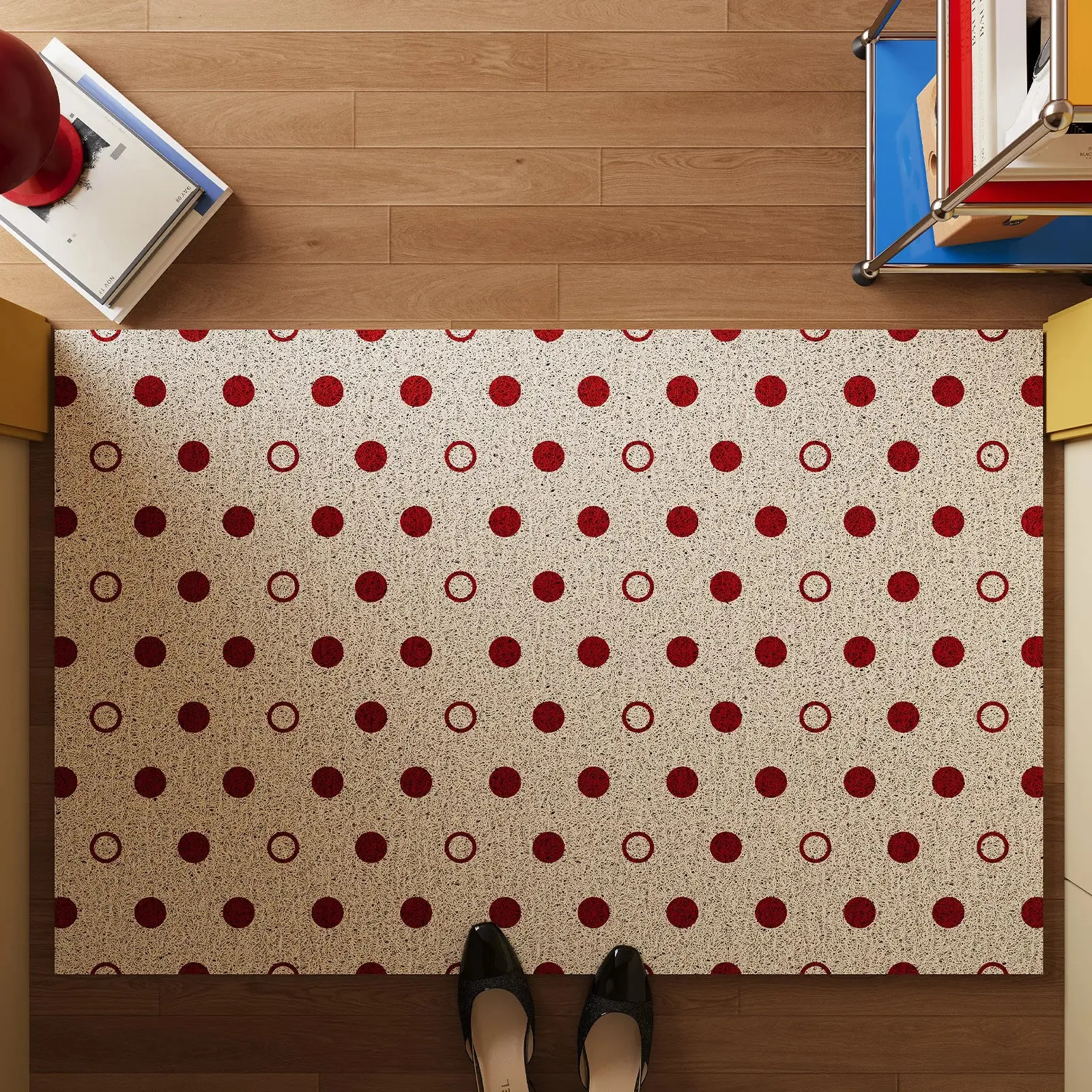Retro Dot PVC Loop Doormat Cuttable Dirt Trapping Non Slip Wear Resistant Easy Clean Entrance Rug Entry Home Indoor Porch Decor