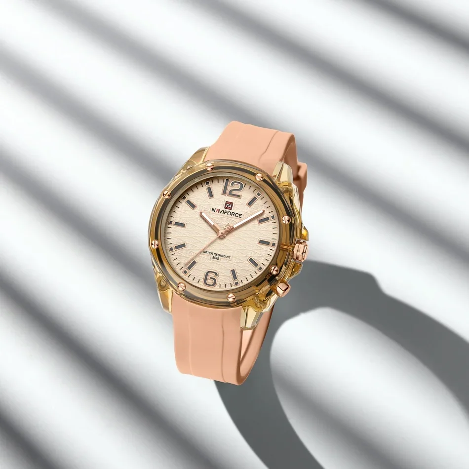 

NAVIFORCE новые кварцевые женские часы, элегантные модные простые женские наручные часы с силиконовым ремешком, водонепроницаемые элегантные женские браслеты