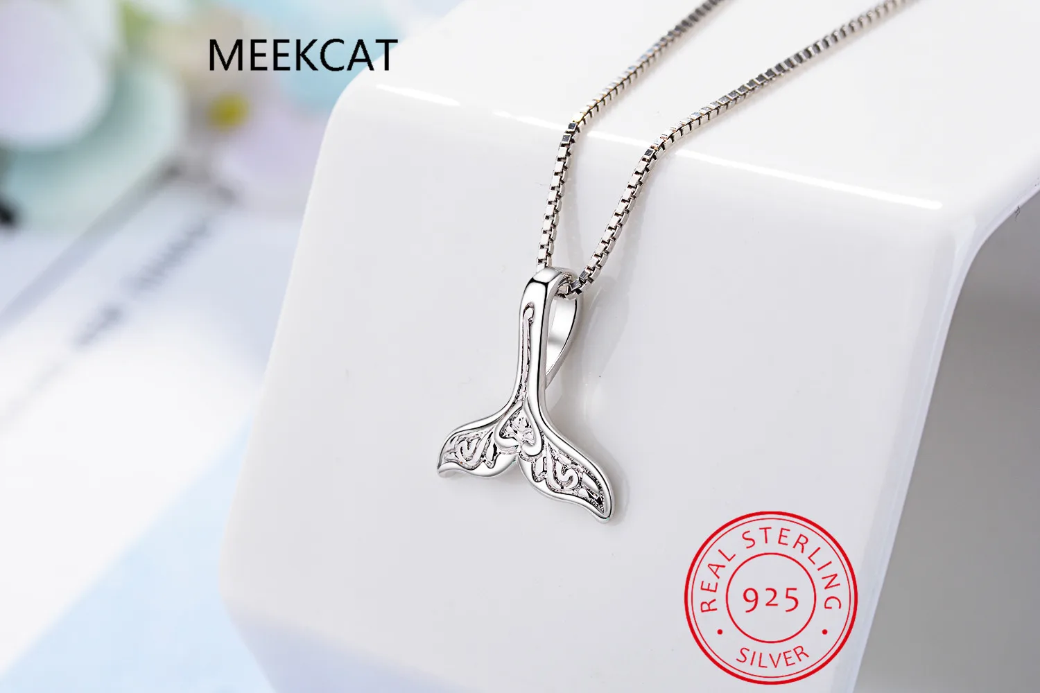 Real Pure 925 Sterling Silver Whale & Dolphin Mermaid Tail Fashion Statement Necklace Handmade Choker collar de plata dz008