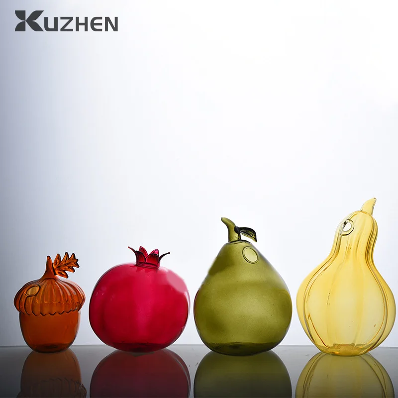 4 Styles Pomegranate Hazelnut Pear Gourd Shape Flower Vase Creative Cute Glass Home Table Shelf Foreplace Garden Decoration