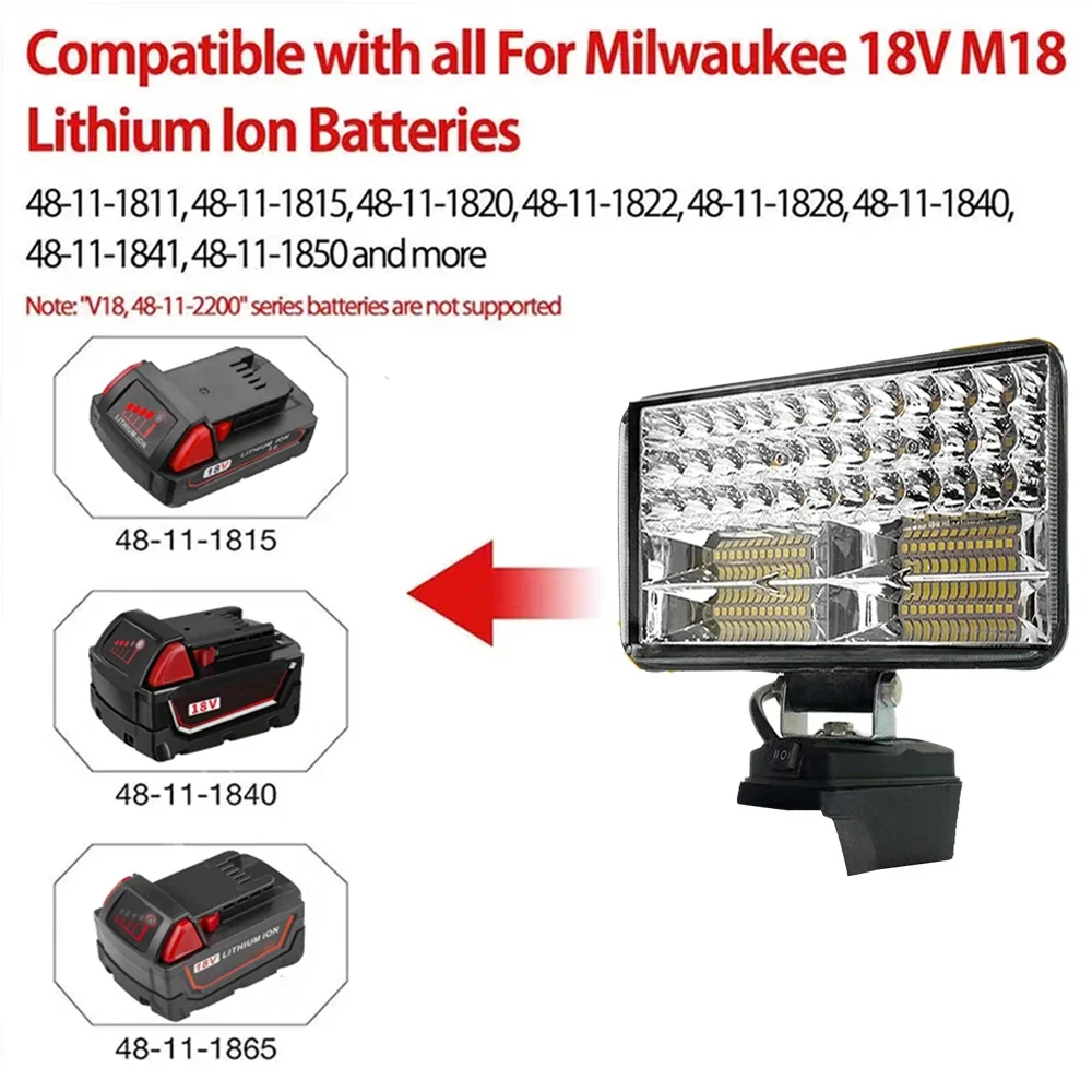 Led Light do baterii Milwaukee 18V 8In przenośne reflektory bezprzewodowa praca na zewnątrz wędkarstwo ręczne narzędzie awaryjne światło robocze