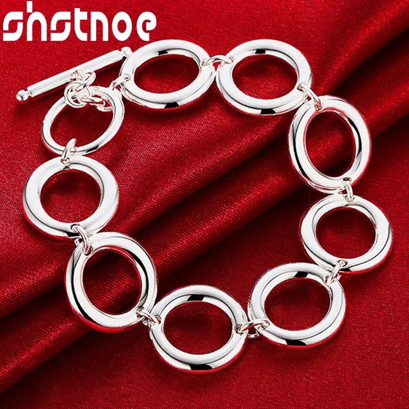 

SHSTONE 925 Sterling Silver Circle Bracelet Women Men Hand Chain Party Wedding Birthday Fashion Jewelry Accessories Wholesale