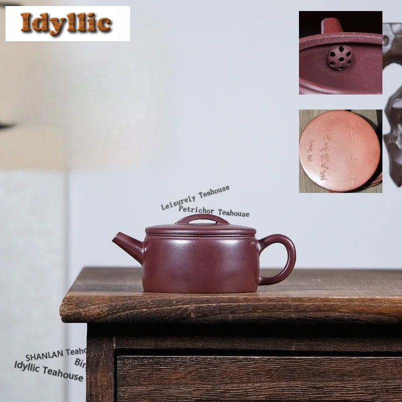 

100 мл старинные фиолетовые глиняные чайники Исин ручной работы, большой калибр, горшок из необработанной руды, фиолетовый грязевой чайник с заварочным устройством, чайный сервиз Zisha для чая