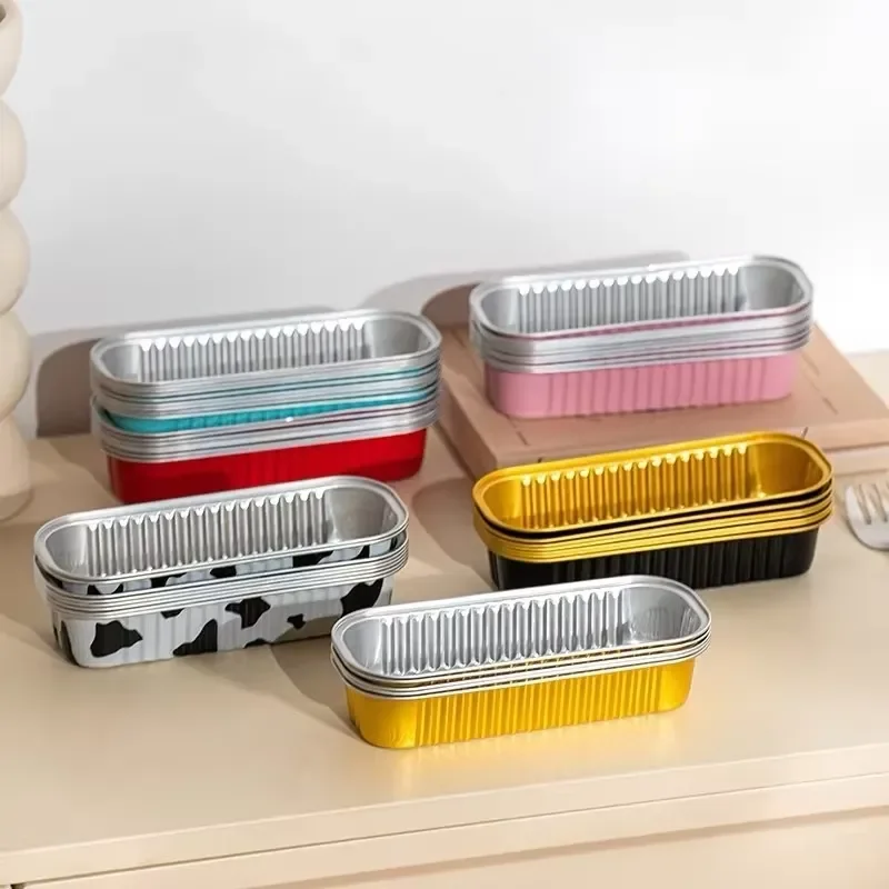 Rectangular Aluminum Foil Loaf Pan with Lid for Baking Bread Cake and Dessert Disposable Cupcake Tray Kitchen Tools Wholesale