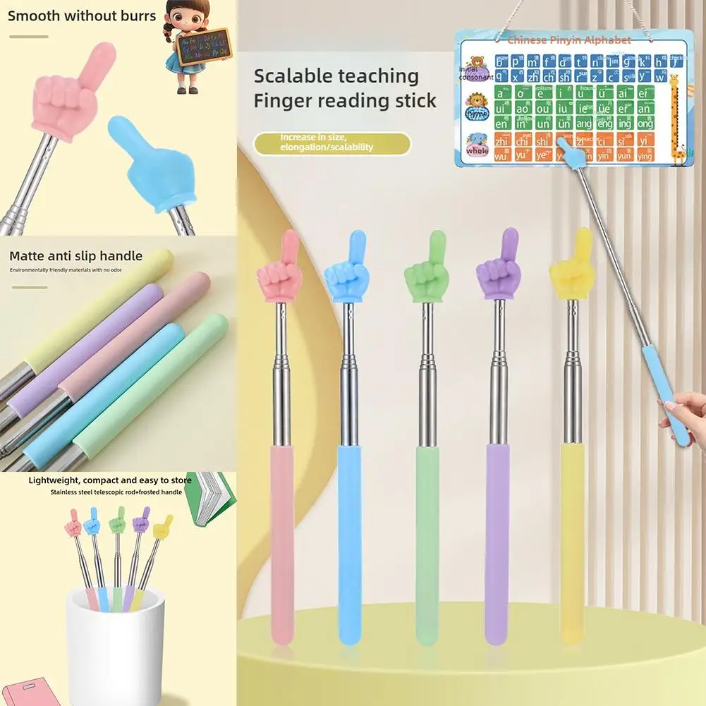 2/5Pcs Telescopic Reading Stick อ่าน Finger Extension Point อ่าน Stick Whip และ Baton ครูใช้การสอน Sticks