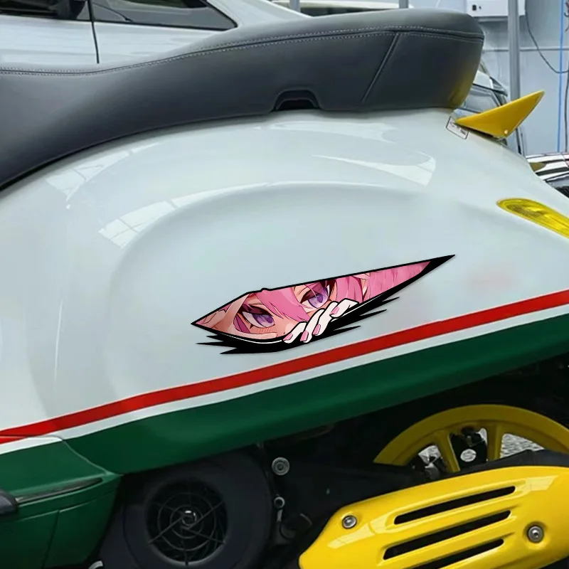 JDM Anime Girl Eye Sticker Motorcycle Vinyl Decal Waterproof UV Resistant Fork Side Panel Tank Scratch Cover Decor