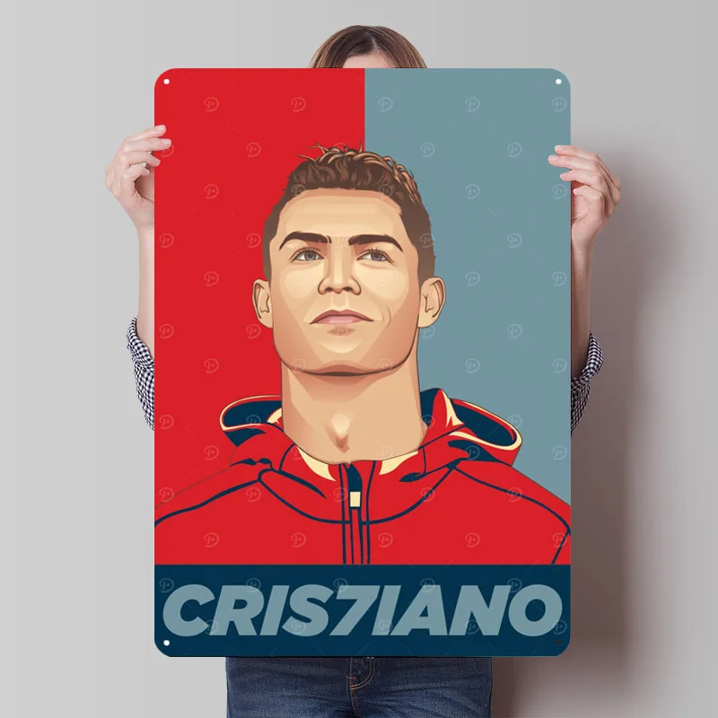 Cartel de Metal deportivo de Hala Cristiano Ronaldo, artículos de decoración Vintage para el hogar, carteles de estaño de Metal de fútbol personalizados para decoración de arte de pared