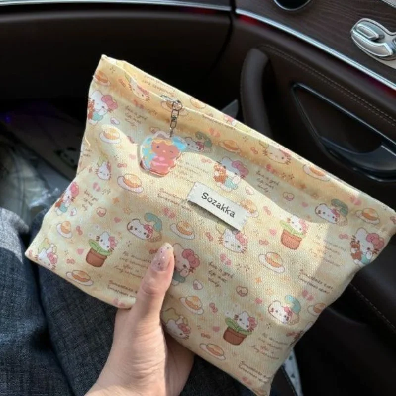 

Cute Hello Kitty Makeup Bag Anime Printed Women Accessories Large Capacity Storage Phone Earphones Kawaii Girl Gift Wholesale