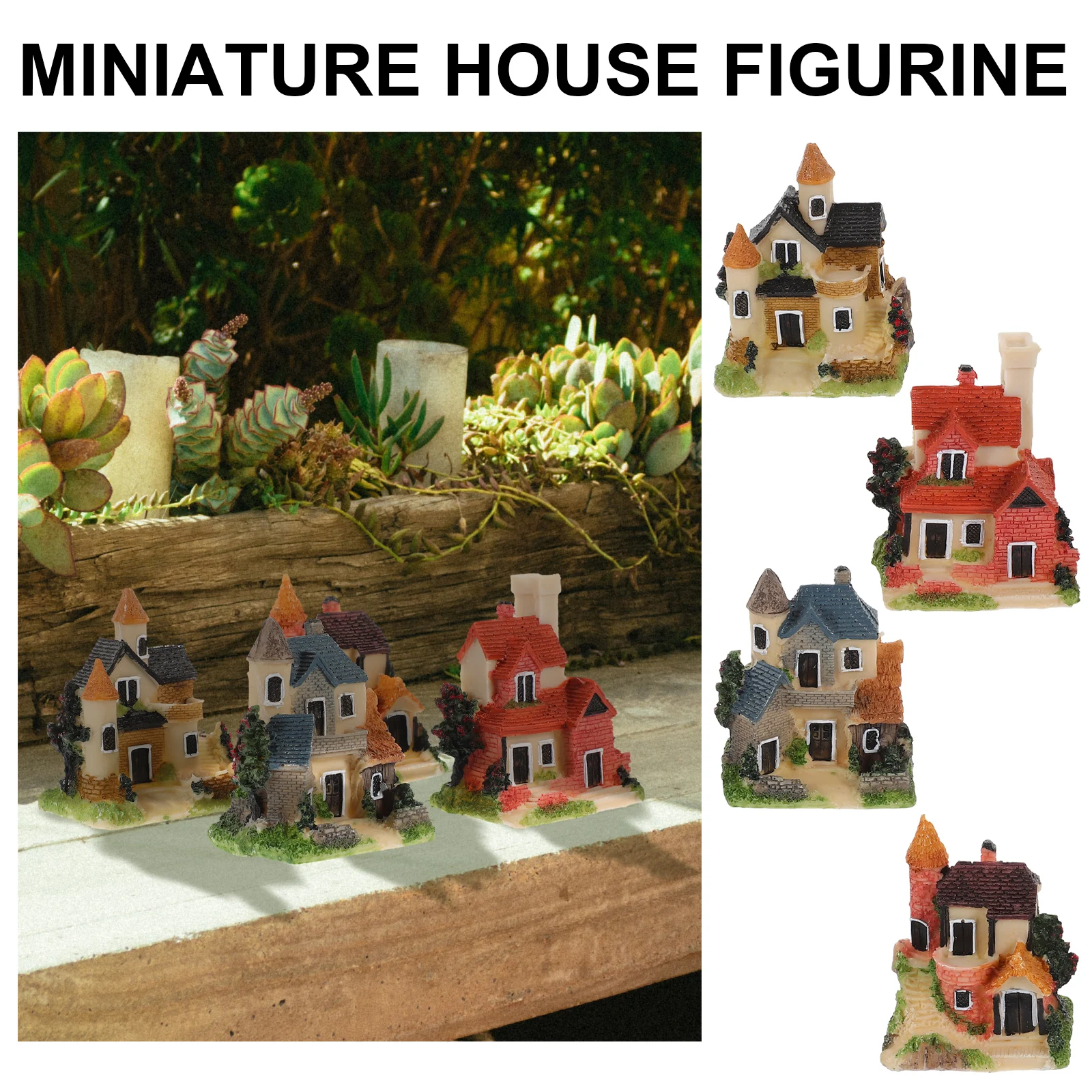 

4 Pcs Miniature House Decor Micro Landscape Ornaments Resin Tiny Sand Set Accessories Reliable