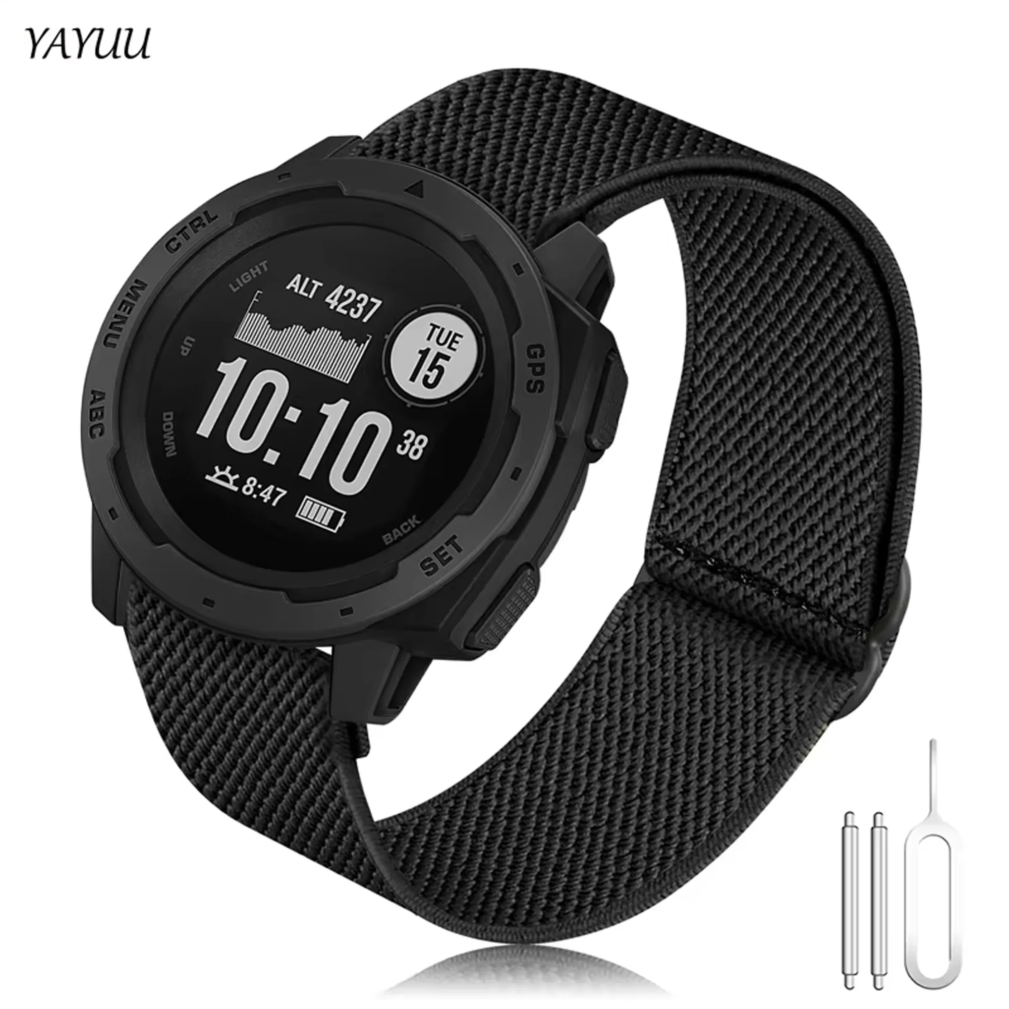 

Elastic Watch Bands for Garmin Instinct 2 Solar, Soft Stretchy Nylon Strap for Garmin Instinct Tactical/ Solar/ Tide/ Esports