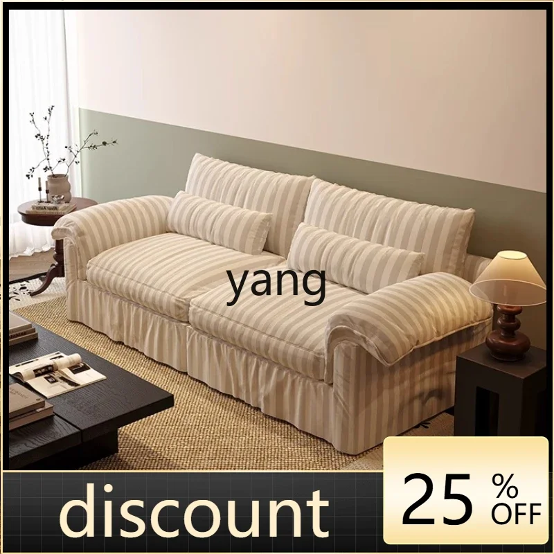 LMM retro sofa B & B living room small apartment straight row double triple fabric sofa