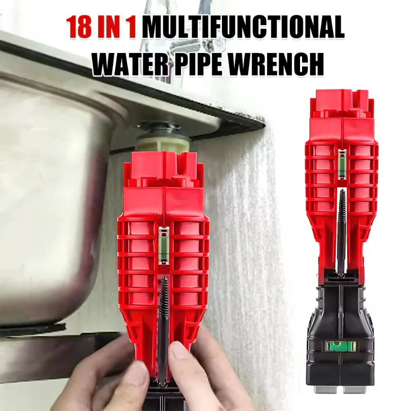 

18 in 1 Pipe Installation Wrench, Multifunctional Kitchen Sink Wrench, Foldable Faucet Pipe Manual Maintenance Tool