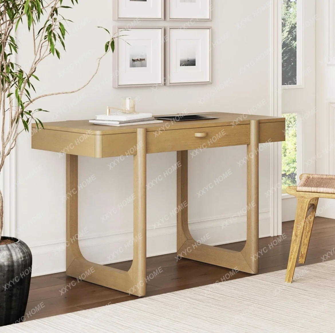 Solid wood small desk ash wood small apartment computer desk household modern bedroom dresser table household writing desk