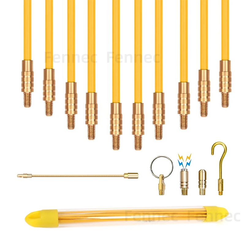 10Pcs 33CM/45CM/58CM Fiberglass Wire Cable Push Puller Running Cable Wire Kit Electrical Cable Wall Installing Rods Wiring Tool