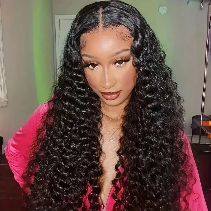 Rosabeauty 250% Density 13x4 HD Lace Front Human Hair Wigs Deep Wave 5X5 Preplucked Glueless Ready To Go Curly Wig 40 Inches