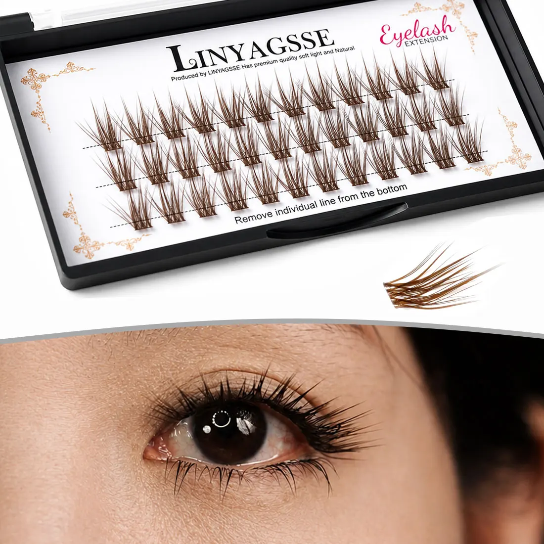 IGUIONSS IG2350 L Curl Super Cluster Wimpernverlängerung Natürliche Nerzwimpern Einzelwimpern Make-up-Tools braune Wimpern