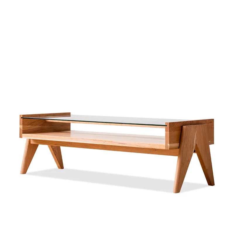 

Nordic medieval furniture solid wood cherry wood glass coffee table B & B wabi **** coffee table