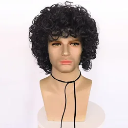 Afro Kinky Curly Wig Punk Rock Short Black Jerry Curl Fluffy Africa America Women Men Unisex 60s 70s 80s Halloween Wig