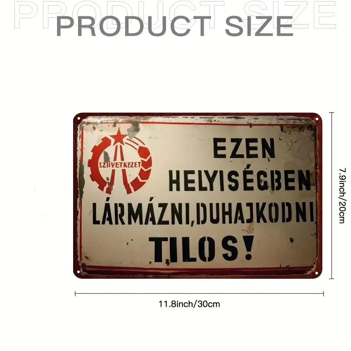 2D Flat, 2D Flat 1pc Retro Hungarian No Smoking And Loudness Sign, 20 32X30. 48Cm Vintage Hungarian Prohibition Plaque with T