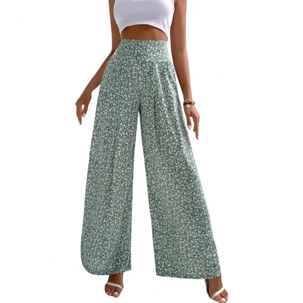 

Printed Trousers Floral Print Wide Leg Pants for Women Elastic High Waist Trousers with Loose Fit Stylish Wear Option Women Wide