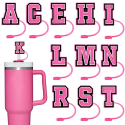 1/26PCS Pink Letter Straw Topper,8mm Splashproof Silicone Straw Cover for 30&40Oz Cup Dust Plug,Reusable Straw Caps Accessories
