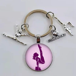 I love gymnastics / rhythmic gymnastics keychain / gymnast cabochon glass pendant gymnastics keychain pendant commemorative gift