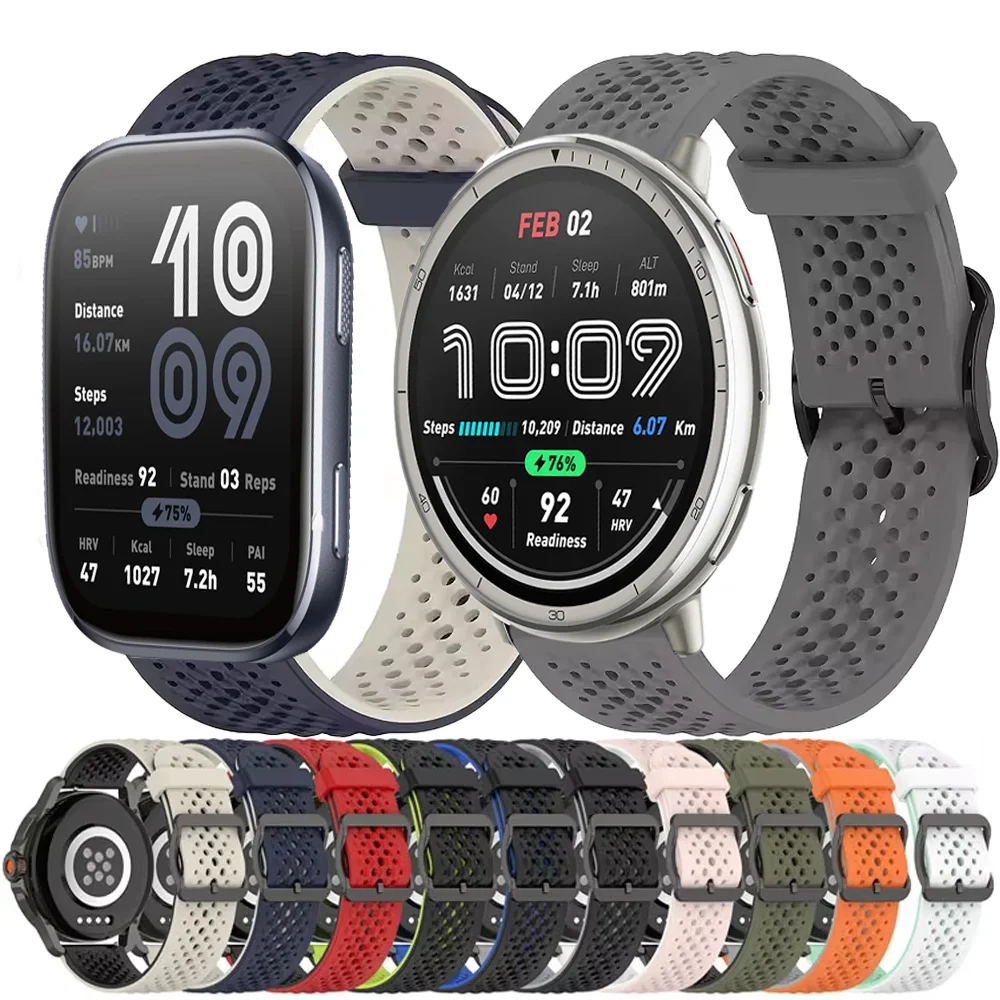 Cinturino in silicone da 20mm 22mm per Amazfit Bip 6 5 GTR 4 Active 2 Balance 2 Bracciale da polso Huawei Watch 5 GT5 GT5 Pro 46mm Correa