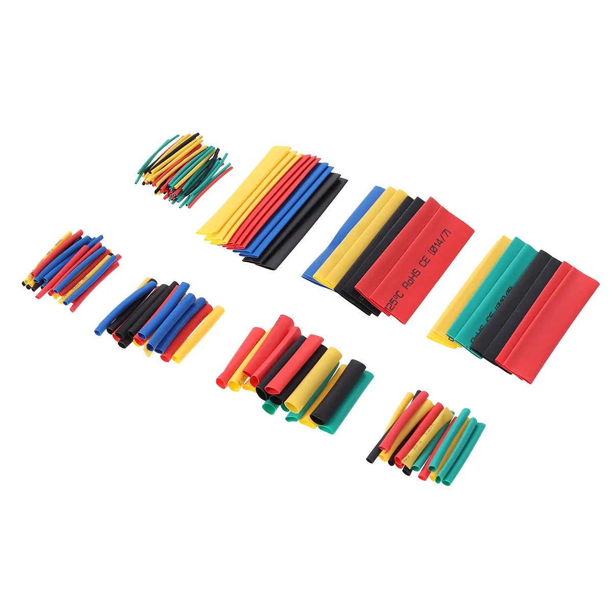 164Pcs Colorful Heat Shrink Tube Pack Flat Design Easy to Cut for Wire Insulation Cable Sleeving Wiring Harness Protection