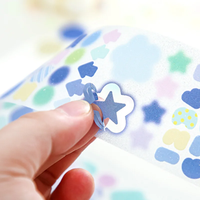 Taśma Mr. Paper, 200 cm/rolka, proste geometryczne wzory, kolorowe gwiazdy, księżyce, ilustracje, taśma z folii piaskowej, do rękodzieła domowego, dekoracji DIY, prezenty.