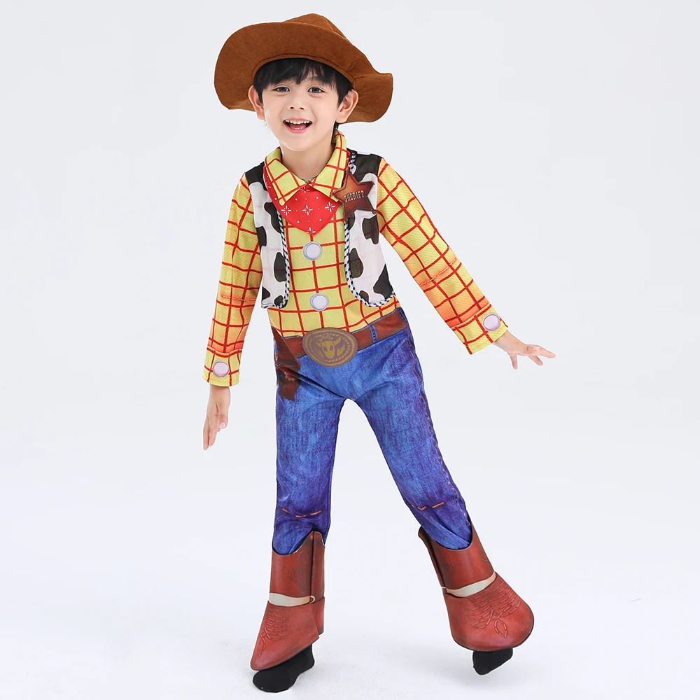 Jongens Deluxe Cowboy Sheriff Woody Cartoon Movie Character Cosplay Halloween Party Fancy Kostuum