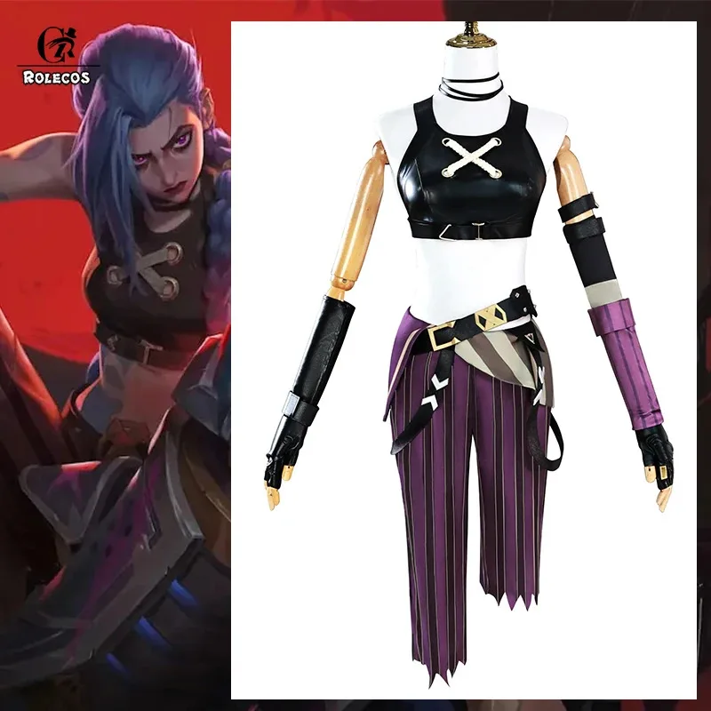 

ROLECOS Game LOL Season 2 The Loose Cannon Jinx Cosplay Costume LOL Jinx Outfits Halloween Party Women Suit