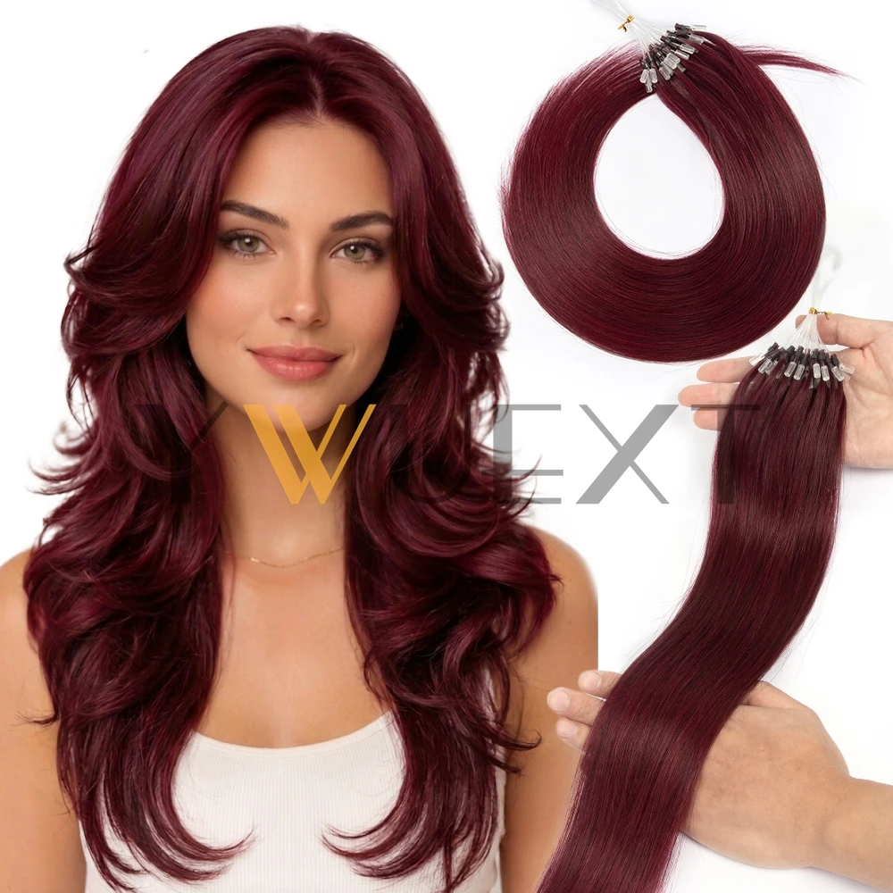 Straight Micro Loop Real Human Hair Extensions Micro Ring Link Hair Micro Beads Hair Extensions Natural Straight Human Hair