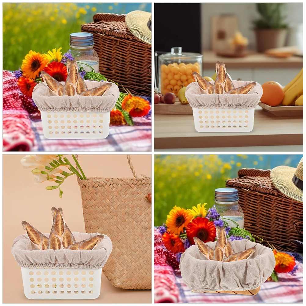 

6pcs Bread Basket Cloth Cover Baking Liners Fermentation Beige Cotton Linen Reusable Kitchen Utensil Dough Proofing Tool