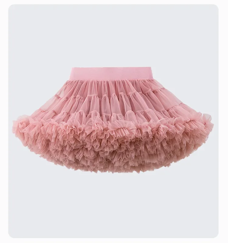 Mädchen 1-10 Jahre Spitzen-Tutu-Rock Flauschiger Chiffon-Petticoat Einfarbige Tutu-Röcke Mädchen-Tanzrock Kinder-Tüll-Petticoat – Detail 4